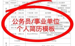 事业单位报考个人简历怎么写