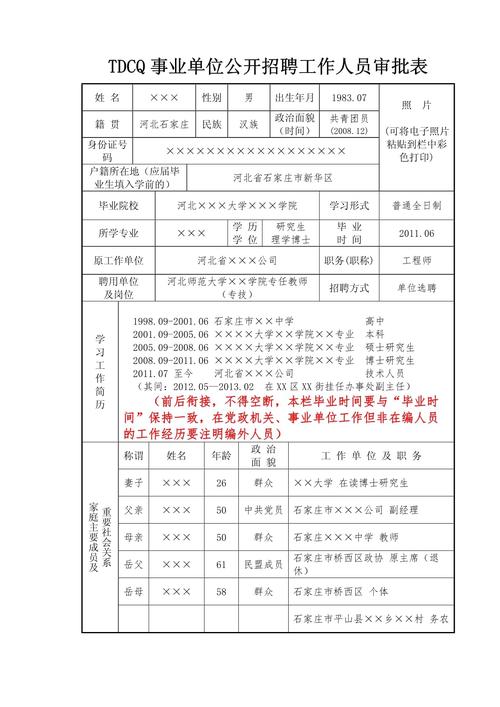 公开招聘事业单位工作人员审批表有何关键内容?-图1 公开招聘事业单位工作人员审批表有何关键内容?-图1
